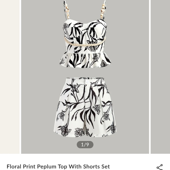 Commense Tops - Commense Floral Print Peplum Top With Shorts Set NWT Sz L